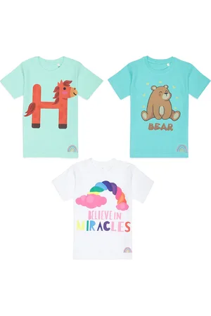 Tossido Kids Unisex Multicolor Round Neck Pack of 3 Graphic Printed T-shirt