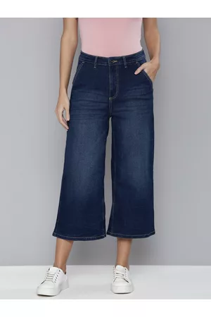 Flying Machine Women Blue Wide Leg High-Rise Light Fade Stretchable Jeans