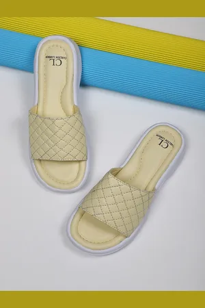 Carlton London Women Yellow Quilted Sliders