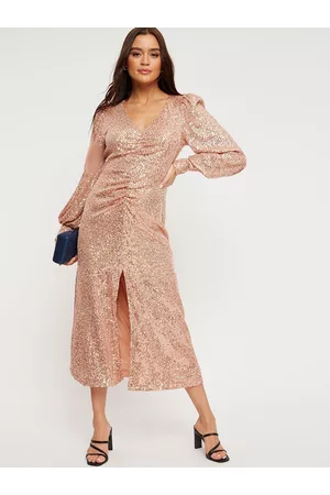 Dorothy Perkins Golden Sequinned A-Line Midi Dress