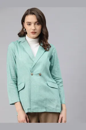 Cottinfab Women Pure Cotton Slim-fit Double-breasted Blazer