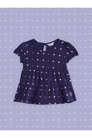Ralph Lauren U S Polo Assn Kids Navy Blue Print Tiered Top