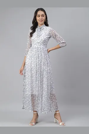 Cation Floral Printed Tie-Up Neck Maxi Dress