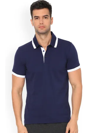 PUMA Men Blue Solid Polo Collar T-shirt