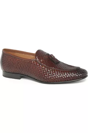 Ruosh Men Tan Hand Crafted Textured Leather Formal Loafers