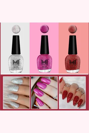 MI FASHION Set Of 3 Ultra Glass High Shine Glitter Long Stay Nail Polish - 15ml Each