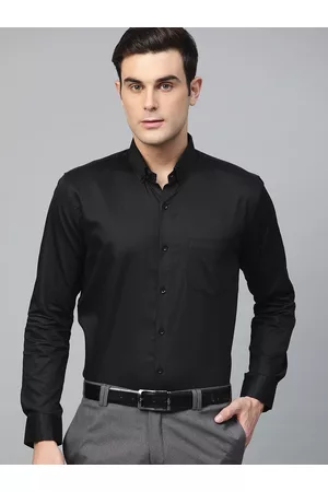 DENNISON Men Black Comfort Regular Fit Solid Formal Shirt