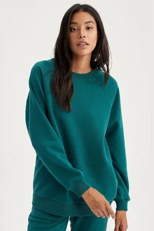 DeFacto Women Green Cotton Sweatshirt