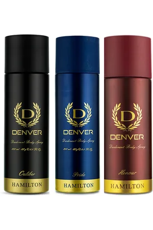 Denver Men Set of Caliber - Pride - Honour Deodorant Body Spray 200 ml each