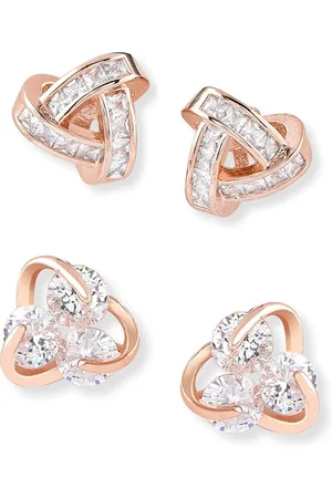 Ami Rose Gold Set of 2 Contemporary Stud Earrings