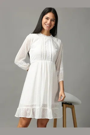 SHOWOFF White Embroidered Ethnic Dress