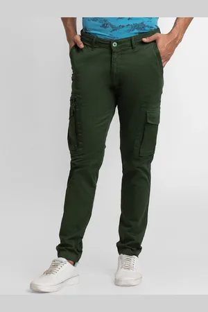 SPYKAR Men Green Slim Fit Cargos Trousers