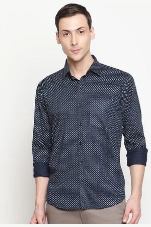 Copperline Men Navy Blue Comfort Slim Fit Printed Formal Shirt