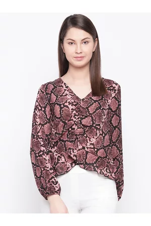 marie claire Women Pink & Black Snakeskin Printed Top