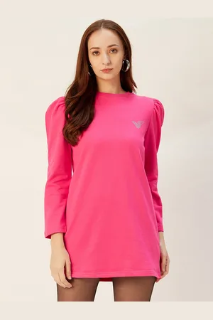 Sera Women Pink Solid Longline Sweatshirt