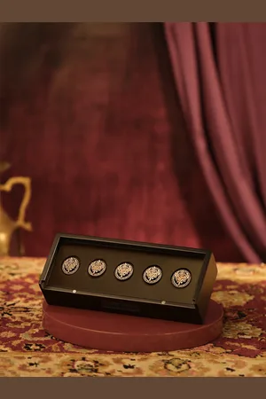 COSA NOSTRAA Men Set Of 5 Gold-Toned The Knight Lion Shield Buttons