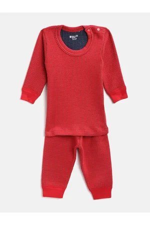 BodyCare Boys Red Self-Design Anti-Bacterial Thermal Set