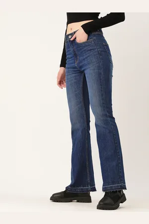 Antheaa Women Navy Blue Wide Leg High-Rise Light Fade Stretchable Jeans