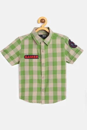 HERE&NOW Boys Green Checked Casual Shirt