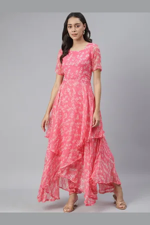Cation Floral Printed Layered Georgette Maxi Dress
