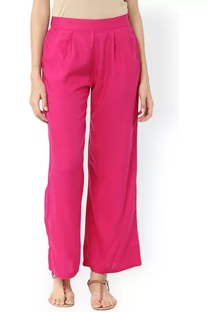 Jaipur Women Pink Solid Palazzo Trousers