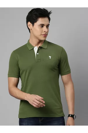 Joven Men Green Polo Collar T-shirt