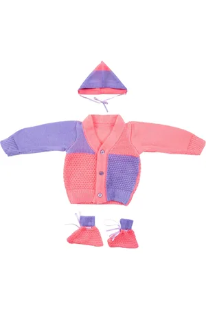 MeeMee Unisex Kids Pink Colourblocked Cardigan Sweater