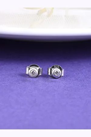 Studio Voylla Women 925 Sterling Silver American Diamond CZ Alluring Stone Carved Stud Earrings