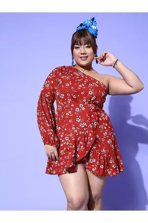 Berrylush Women Dress Red Floral Wrap it Up Dress