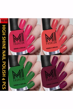 MI FASHION Set Of 4 Vernis A Ongles Ultra High Glass HD 3D Shine Nail Polish - Magenta, Coral Crush, Green, Wine