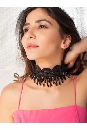 Fida Women Black Beaded Choker Necklace