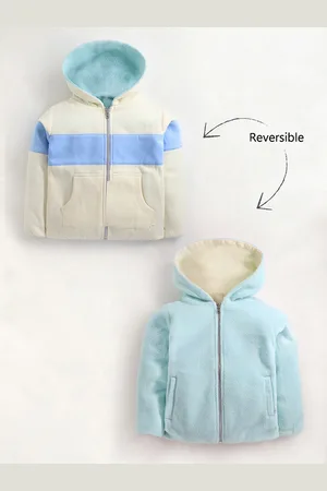 Cherry Crumble Unisex Kids Solid & Colourblocked Reversible Hooded Sweatshirt