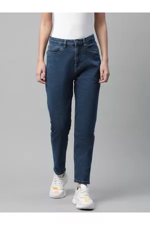Mast & Harbour Women Navy Blue Boyfriend Fit Stretchable Jeans