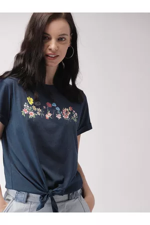 Mast & Harbour Women Navy Blue Printed Top