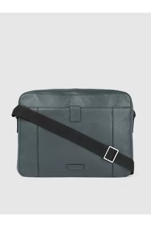 Hidesign Men Blue Solid Leather Laptop Bag