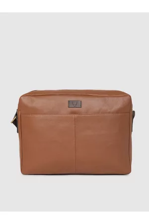 Hidesign Men Tan Brown Solid Leather Laptop Bag