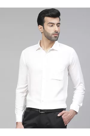 DENNISON Men White Smart Slim Fit Solid Wrinkle Free Formal Shirt