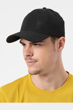 HRX Men Black Solid Training Flexible Fit & Dry Fit Sweatband Cap