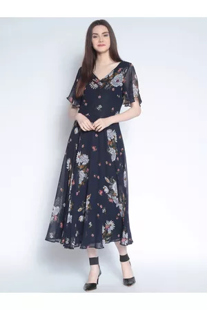 Rare Fashion Blue Floral Printed Maxi Dress