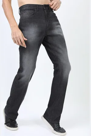 Highlander Men Black Bootcut Heavy Fade Stretchable Jeans