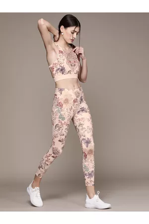 Label Ritu Kumar Women Peach-Coloured & Brown Printed Athleisure Track Suit