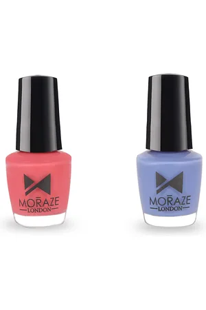 Moraze Set of 2 Glossy Vegan Nude Nail Polishes - Coral Saga, Moon Purple
