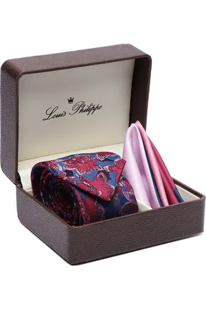 Louis Philippe Men Navy Blue & Maroon Printed Accessory Gift Set