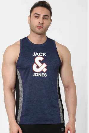 Jack & Jones Originals floral chest pocket tank top in black