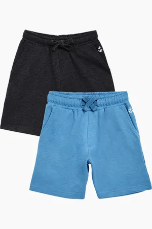 Campana Boys Pack Of 2 Blue & Black Solid Regular Fit Regular Shorts