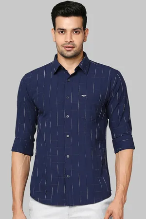 Park Avenue Men Navy Blue Slim Fit Printed Casual Shirt