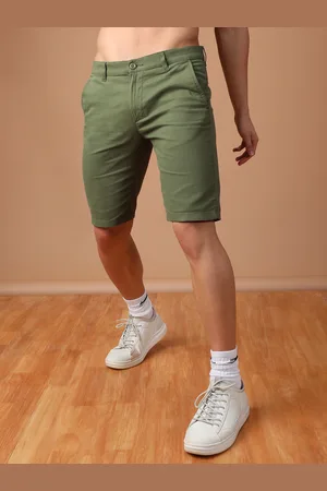 The Indian Garage Co Men Green Solid Slim Fit Regular Shorts