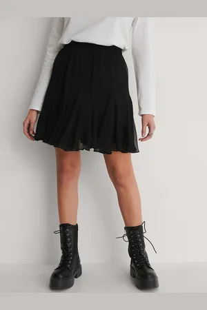 NA-KD Women Black Solid A-Line Skirt