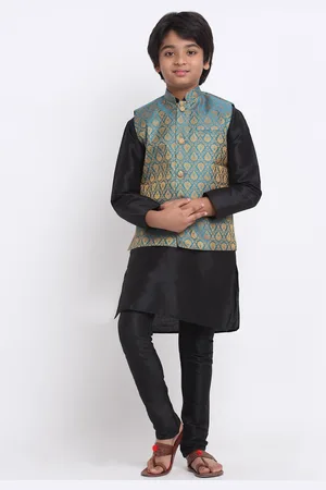 Kraft Boys Black Kurta with Churidar