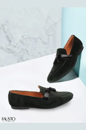 FAUSTO Men Green Velvet Derbys